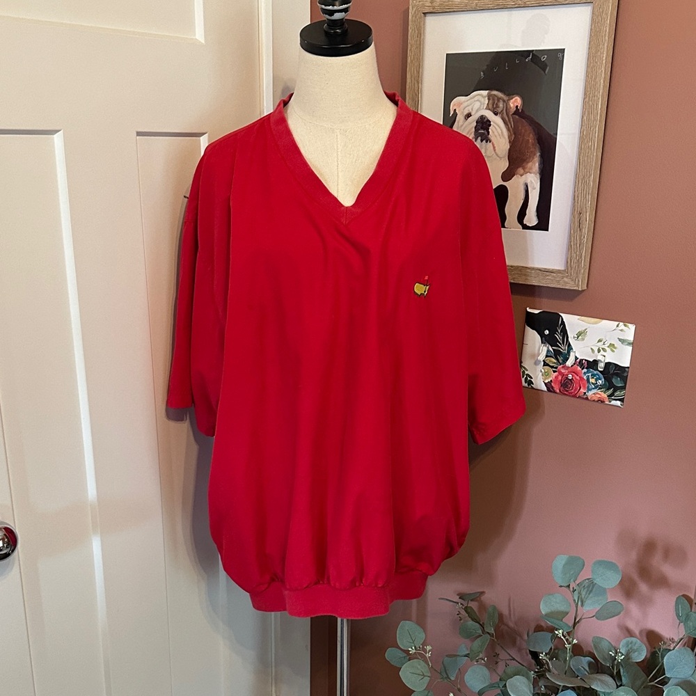 Masters Collection Red men’s short sleeve golf pockets vneck L windbreaker